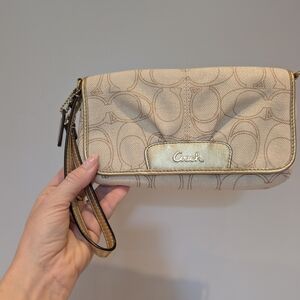 Coach Beige Wristlet Clutch